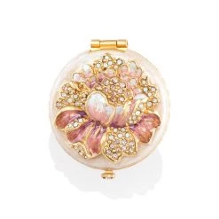 Jay Strongwater Angela Round Floral Compact COMPACTS