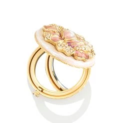 Jay Strongwater Angela Round Floral Compact COMPACTS