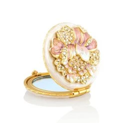 Jay Strongwater Angela Round Floral Compact COMPACTS