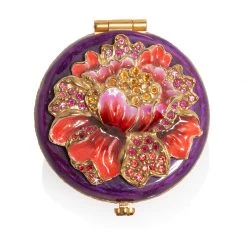 Jay Strongwater COMPACTS Angela Floral Round Compact