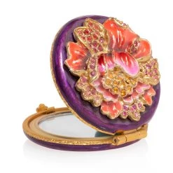 Jay Strongwater COMPACTS Angela Floral Round Compact