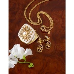 Jay Strongwater Schuyler Maltese Bejeweled Compact Golden