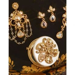 Jay Strongwater Elizabeth Flower Jeweled Compact COMPACTS