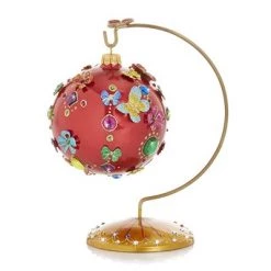 Jay Strongwater 25th Anniversary Jeweled Glass Ornament With Stand