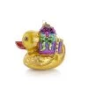 Jay Strongwater Golden Ducky Carrying Gifts Glass Ornament