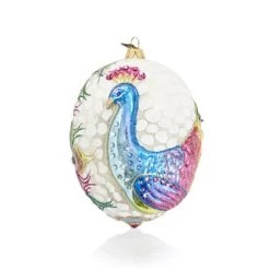 Jay Strongwater Vibrant Peacock Glass Ornament HOLIDAY