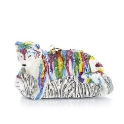Jay Strongwater Rainbow Tiger Glass Ornament