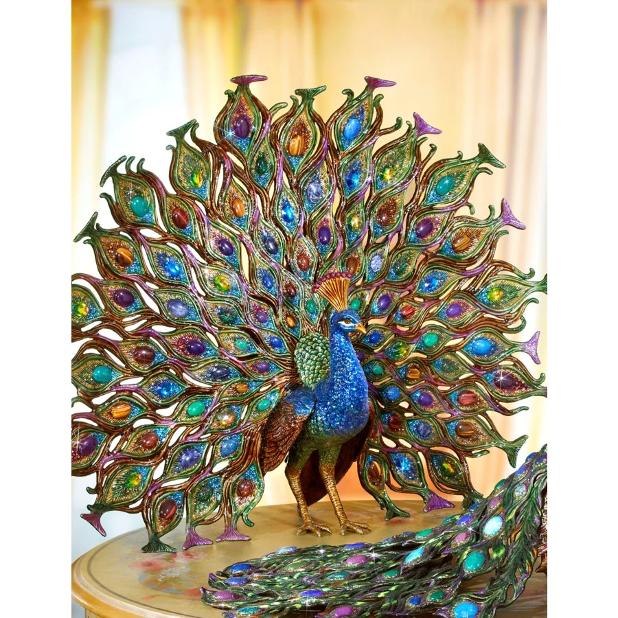 Jay Strongwater Stanton Fan Tail Peacock Figurine 6 Jay Strongwater Stanton Fan Tail Peacock Figurine