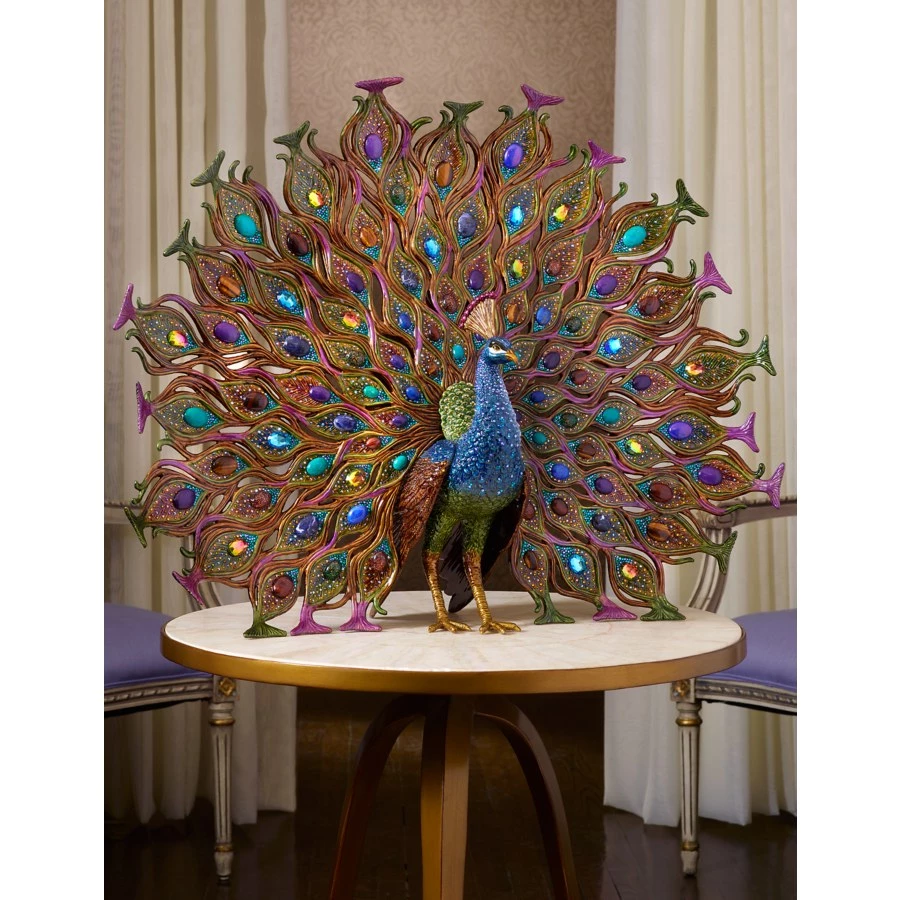 Jay Strongwater Stanton Fan Tail Peacock Figurine 5 Jay Strongwater Stanton Fan Tail Peacock Figurine