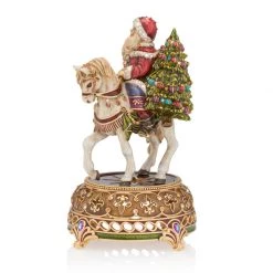 Jay Strongwater Santa Claus Equestrian Musical Figurine HOLIDAY