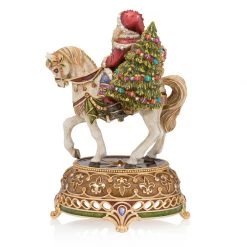 Jay Strongwater Santa Claus Equestrian Musical Figurine HOLIDAY