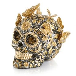 Jay Strongwater FIGURINES - ANIMAL Frida Pavé Skull With Butterflies Figurine