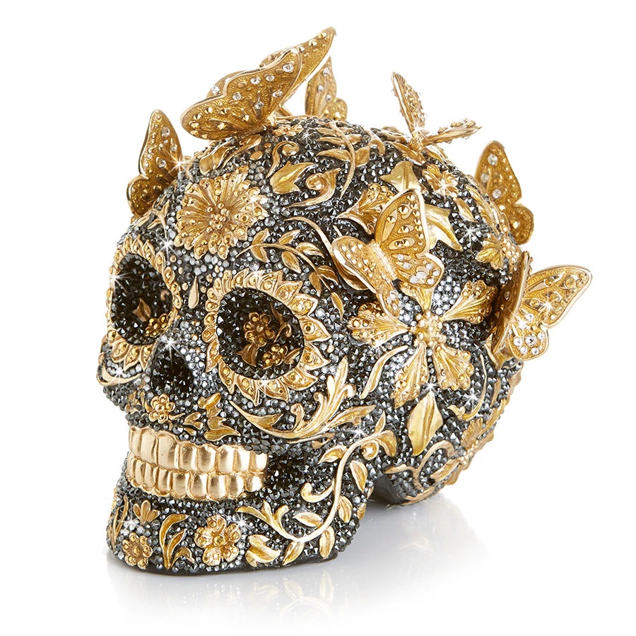 Jay Strongwater FIGURINES - ANIMAL Frida Pavé Skull With Butterflies Figurine 2 Jay Strongwater FIGURINES - ANIMAL Frida Pavé Skull With Butterflies Figurine