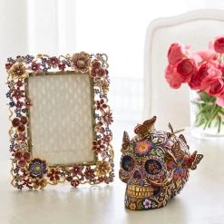 Jay Strongwater Frida Skull With Butterflies Figurine FIGURINES - ANIMAL