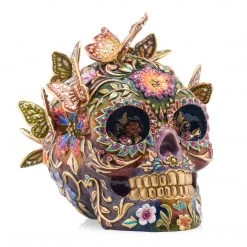 Jay Strongwater Frida Skull With Butterflies Figurine FIGURINES - ANIMAL
