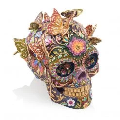 Jay Strongwater Frida Skull With Butterflies Figurine FIGURINES - ANIMAL
