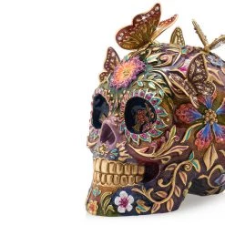 Jay Strongwater Frida Skull With Butterflies Figurine FIGURINES - ANIMAL