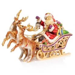Jay Strongwater Santa And Reindeer Musical Sleigh