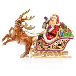 Jay Strongwater Santa And Reindeer Musical Sleigh