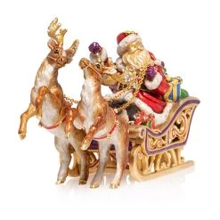 Jay Strongwater Santa And Reindeer Musical Sleigh