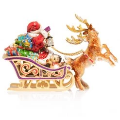 Jay Strongwater Santa And Reindeer Musical Sleigh