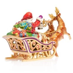 Jay Strongwater Santa And Reindeer Musical Sleigh