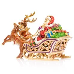 Jay Strongwater Santa And Reindeer Musical Sleigh