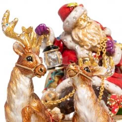Jay Strongwater Santa And Reindeer Musical Sleigh