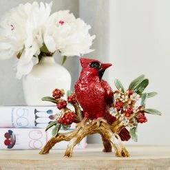 Jay Strongwater FIGURINES - ANIMAL Red Cardinal On Branch Figurine