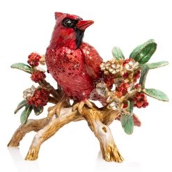 Jay Strongwater FIGURINES - ANIMAL Red Cardinal On Branch Figurine
