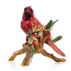 Jay Strongwater FIGURINES - ANIMAL Red Cardinal On Branch Figurine
