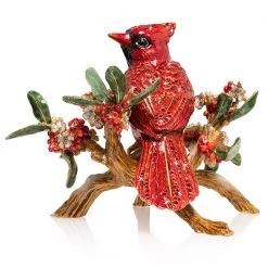 Jay Strongwater FIGURINES - ANIMAL Red Cardinal On Branch Figurine