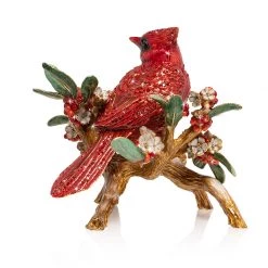 Jay Strongwater FIGURINES - ANIMAL Red Cardinal On Branch Figurine