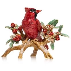 Jay Strongwater FIGURINES - ANIMAL Red Cardinal On Branch Figurine