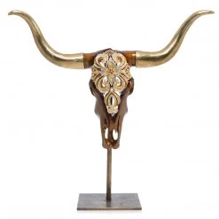 Jay Strongwater FIGURINES - ANIMAL Keeffe Cow Skull Objet With Stand