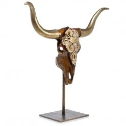 Jay Strongwater FIGURINES - ANIMAL Keeffe Cow Skull Objet With Stand