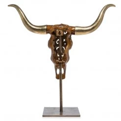 Jay Strongwater FIGURINES - ANIMAL Keeffe Cow Skull Objet With Stand