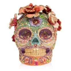 Jay Strongwater FIGURINES - ANIMAL Catrina Skull With Roses
