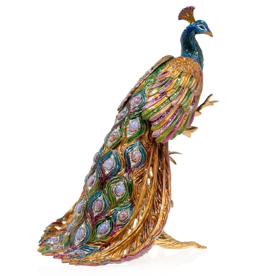 Jay Strongwater Peabody Grand Peacock On Branch FIGURINES - ANIMAL 1 Jay Strongwater Peabody Grand Peacock On Branch FIGURINES - ANIMAL