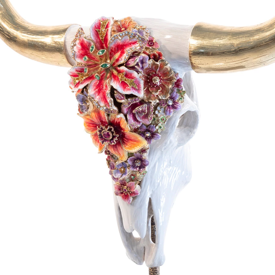 Jay Strongwater FIGURINES - ANIMAL Kayden Cow Skull With Flowers Objet 4 Jay Strongwater FIGURINES - ANIMAL Kayden Cow Skull With Flowers Objet