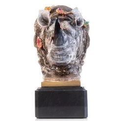Jay Strongwater FIGURINES - ANIMAL Rufus Rhino Bust With Butterflies Objet