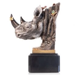 Jay Strongwater FIGURINES - ANIMAL Rufus Rhino Bust With Butterflies Objet