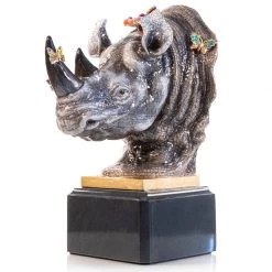 Jay Strongwater FIGURINES - ANIMAL Rufus Rhino Bust With Butterflies Objet