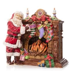 Jay Strongwater HOLIDAY Fireside Santa Musical Figurine