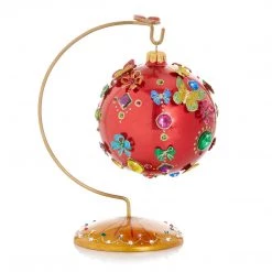 Jay Strongwater 25th Anniversary Jeweled Glass Ornament With Stand
