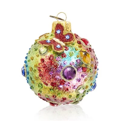 Jay Strongwater Jeweled 3" Glass Ornament 1 Jay Strongwater Jeweled 3" Glass Ornament