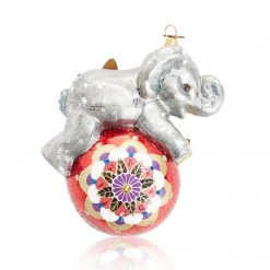 Jay Strongwater HOLIDAY Playful Baby Elephant Glass Ornament