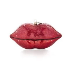 Jay Strongwater Hot Lips Glass Ornament HOLIDAY