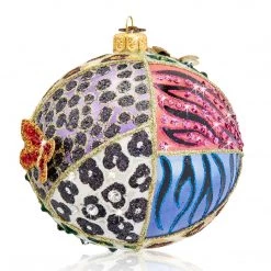 Jay Strongwater HOLIDAY Animal Quilt 4" Glass Ornament