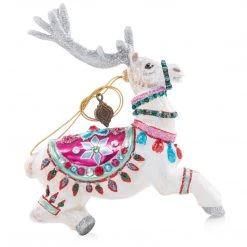Jay Strongwater Cupid Reindeer Glass Ornament HOLIDAY